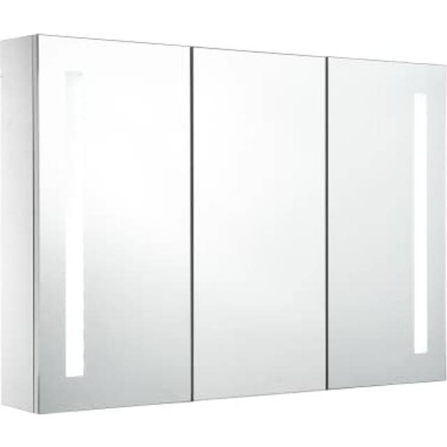 Badrumsskåp med spegel LED 89x14x62 cm