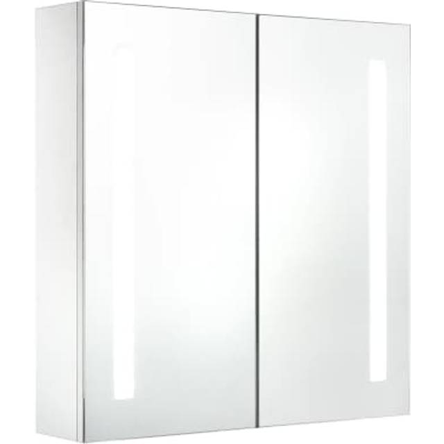 Badrumsskåp med spegel LED ek 62x14x60 cm