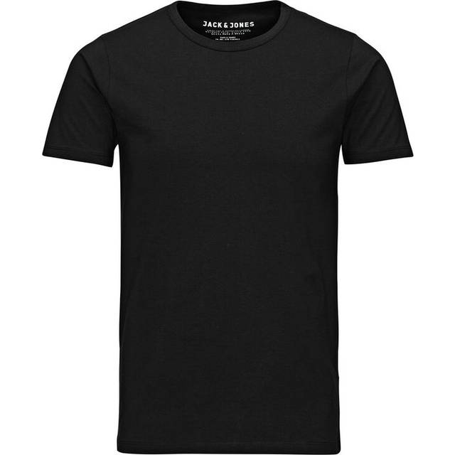 Jack & Jones Basic Crew Neck Cotton Lycra Plain T-shirt Black