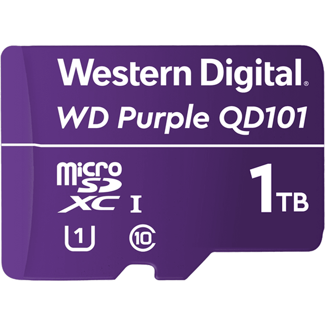 Western Digital WD Purple SC QD101 1 TB smart videoövervakning microSDXC-kort, ultrauthållighet upp till 256 TBW
