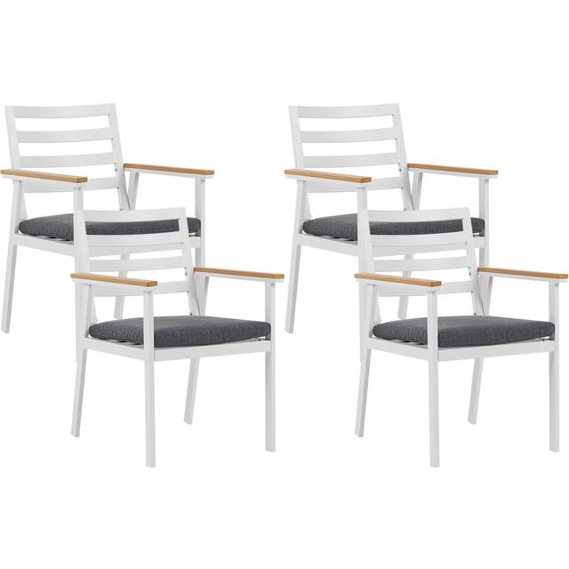 Set of 4 Garden Chairs with Cushions CAVOLI Metal Grey