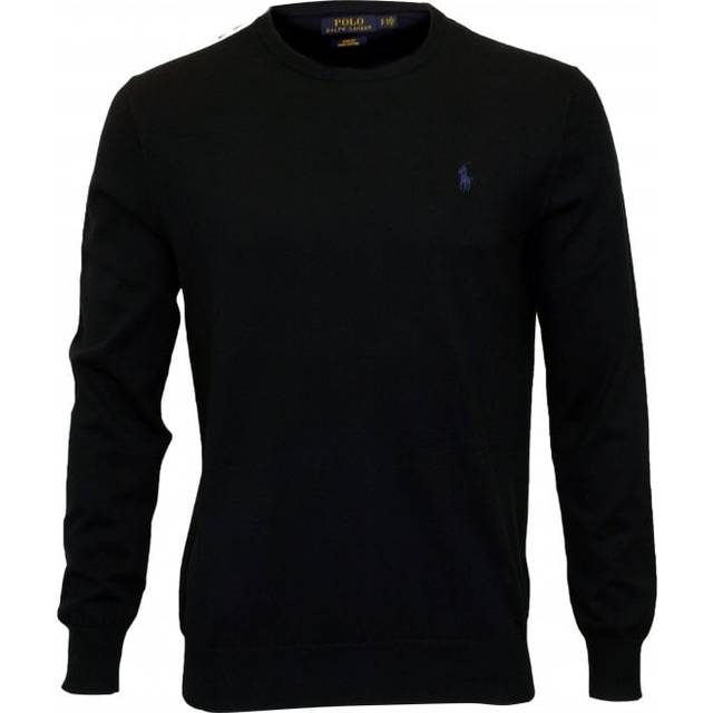 Pima Cotton Jumper with Crew-Neck - Navy Blue - M