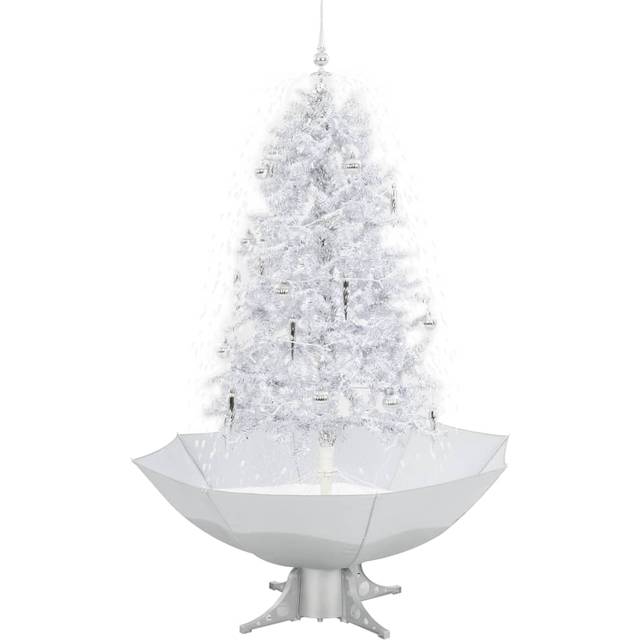 Julgran med snö och paraplybas vit 170 cm
