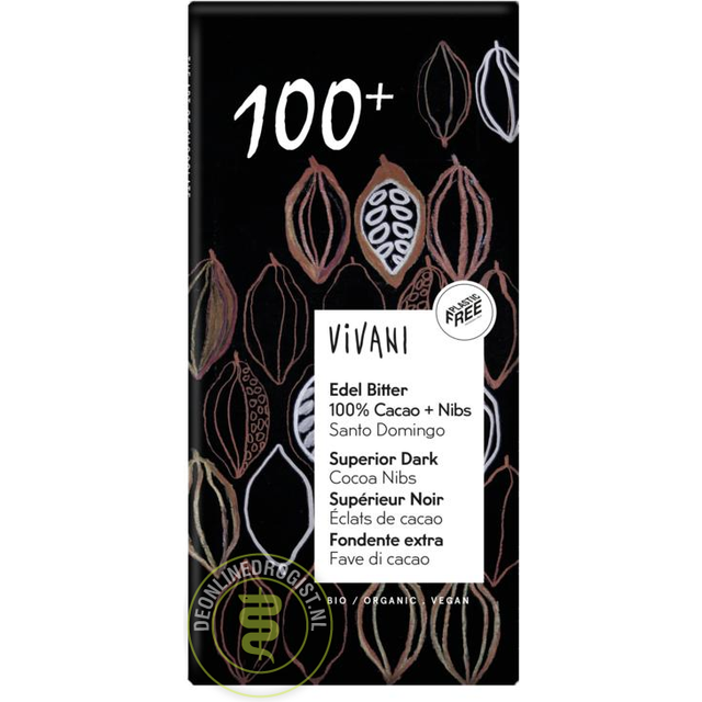 Vivani Superior Dark 100+ with Cocoa Nibs 80g
