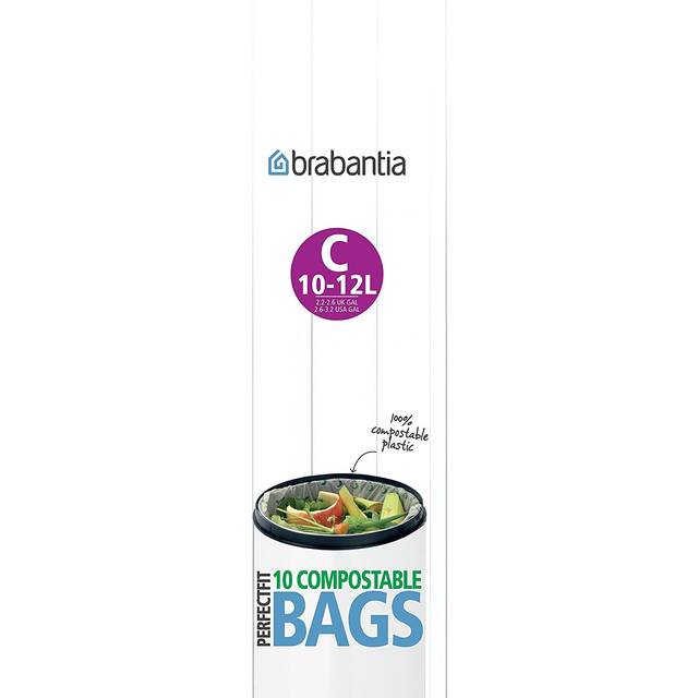 Brabantia Compostable Bin Liners, 10-12 L - Size C, 10 Bags