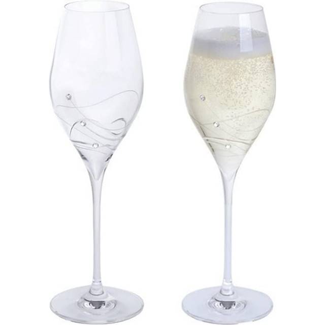 Dartington Swarovski Pair of Prosecco Flutes - can be Engraved or Personalised - Transparent