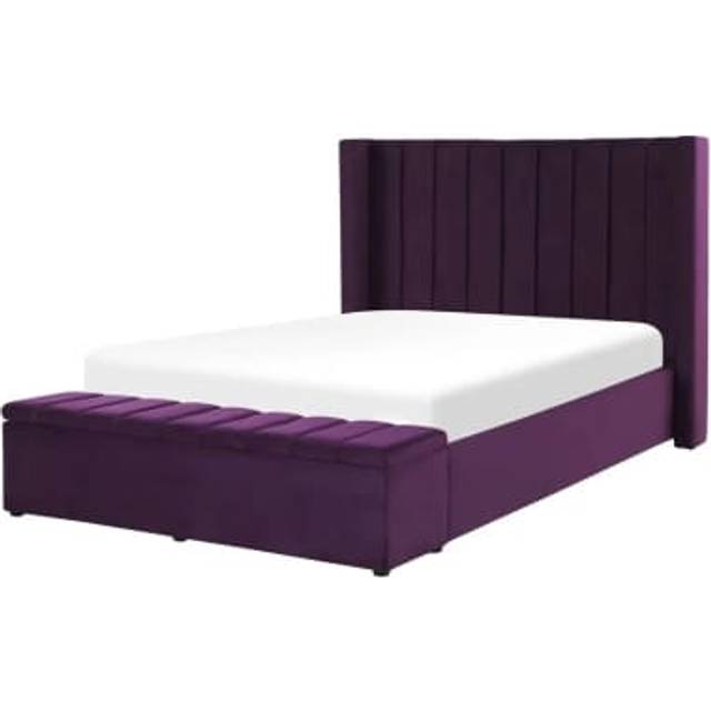 Bed with Storage Bench Velvet NOYERS 140 x 200 cm (EU Double) Purple