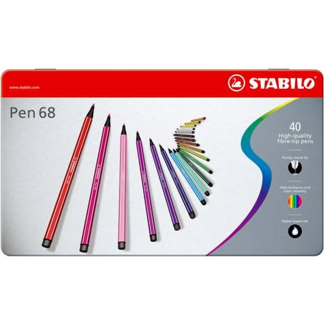 STABILO Pen 68 Premium Fibre Tip Pens Tinned Art Products 40 shades
