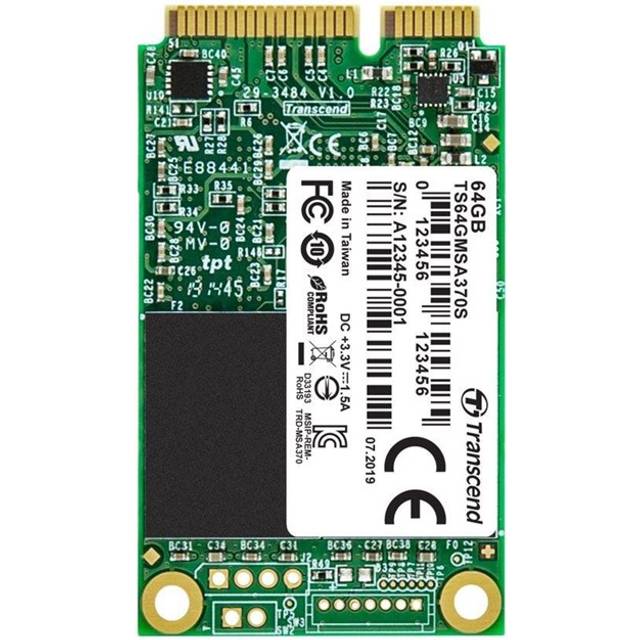 Transcend MSA370S 64GB SATA III 6Gb/s mSATA Internal Solid State Drive (SSD) MLC NAND (TS64GMSA370S)