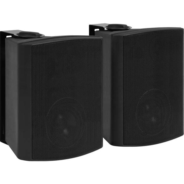 Väggmonterade stereohögtalare 2 st svart inomhus/utomhus 120W