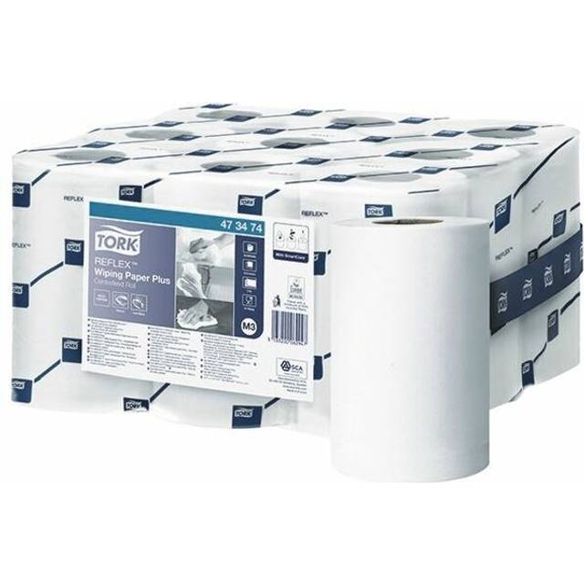 Tork - Reflex M3 Wiping Paper Plus 2-Ply 200 Sheets, Pack of 9 473474