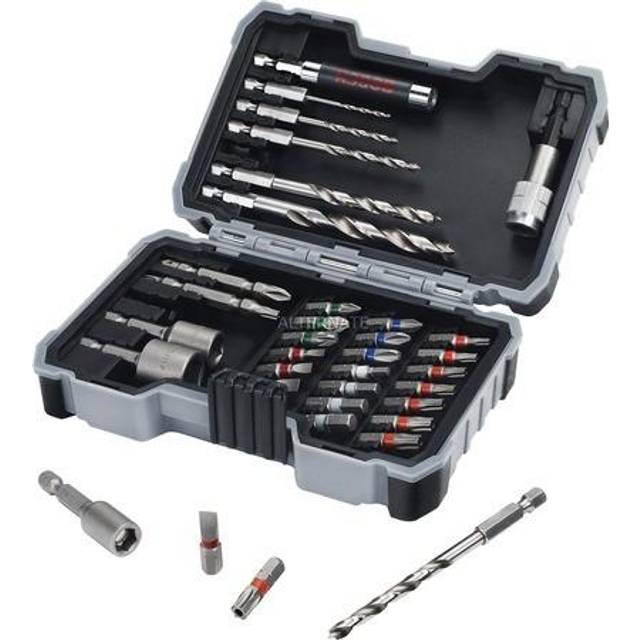 Bosch 35tlg. HSS Holz Bohrer und Bit Set Extra Hart (Kreuzschlitz-, Pozidriv-, Hex-, TH-, S-Bit, Zubehör Bohrschrauber und Schraubendreher)