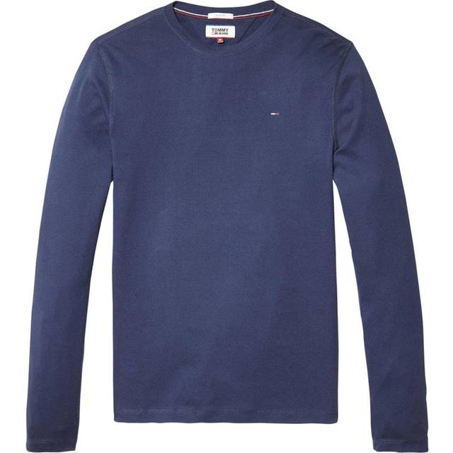 Tommy Jeans for man. DM0DM04409 Long sleeve slim fit navy t-shirt (XXL), Casual, Organic Cotton, Sustainable