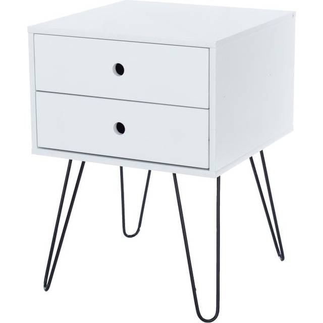 Core Products Tulo White and Metal 2 Drawer Bedside, White