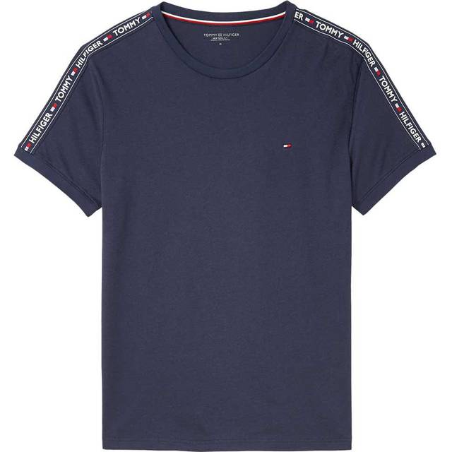 Tommy Hilfiger Men's Logo Tape Crew Neck T-Shirt, White - Size: Regular/36