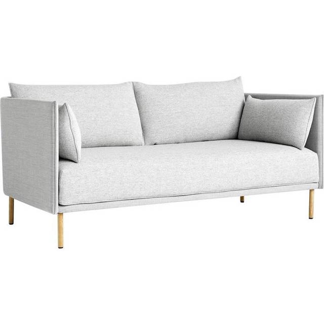 HAY - Silhouette 2 Seater Sofa Steel Base - hellbraun/Stoff Romo Linara 142/Keder Leder cognac/Gestell Stahl verchromt - light brown (98.0 x 171.0 x 72.5cm)