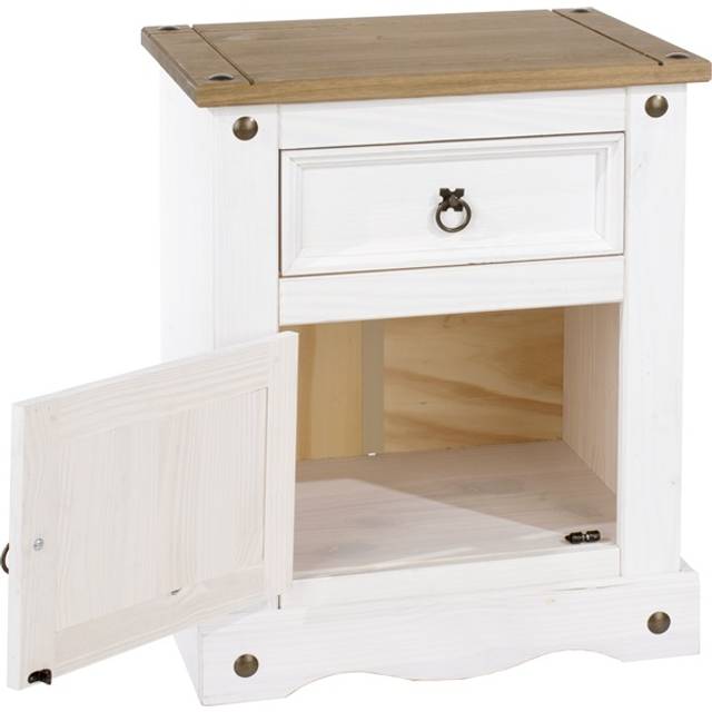 Core Products Halea 1-Drawer, 1-Door Bedside Cabinet - White, White