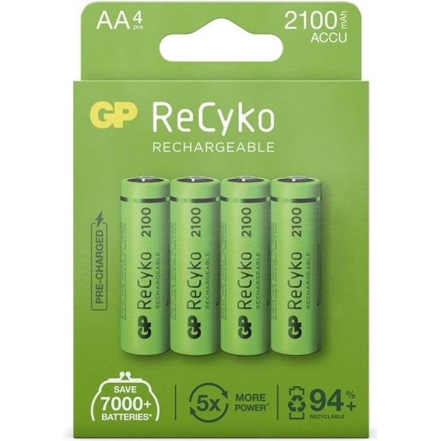 GP Batteries ReCyko AA-batteri 2100mAh 4-pack - Multi