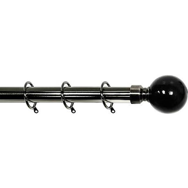 (Black Nickel, 90  cm - 160  cm) Painted Ball Finial 28 mm Extendable Metal Curtain Poles Rods Voile Easy Fit, Antique Brass 90 - 160 cm