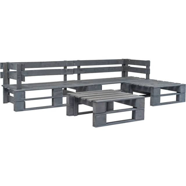 vidaXL 4 Piece Garden Lounge Set Natural Wood, Brown