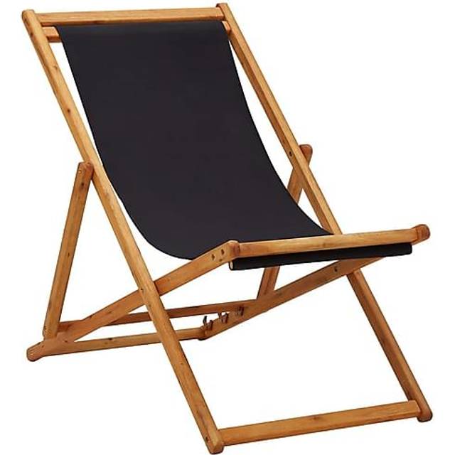 vidaXL Folding Beach Chair Eucalyptus Wood and Fabric Green