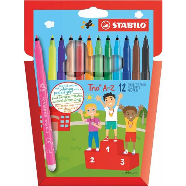 STABILO Trio A-Z Felt Tip Pen 0.7 mm Medium Assorted 378/1-12-01 Pack of 12