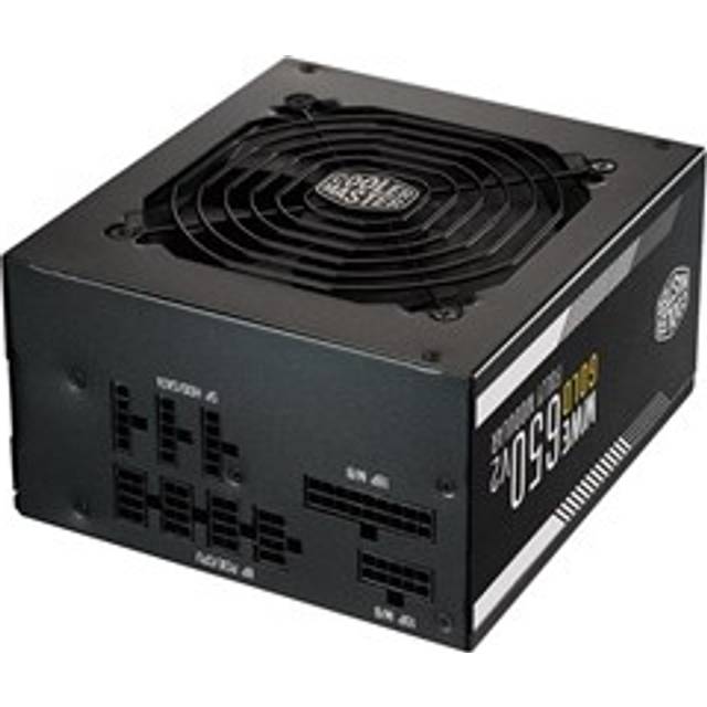 Cooler Master MWE 650 Gold V2 Fully Modular PSU (EU-kontakt) - 80 PLUS Gold 650 W nätaggregat, platt svart kabeldragning, 120 mm HDB-fläkt, hög temperaturtröskel - 5 års garanti