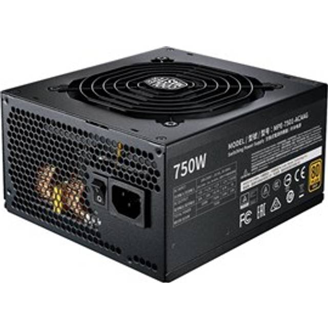 Cooler Master MWE 750 Gold V2 Fully Modular PSU (EU-kontakt) - 80 PLUS Gold 750 W nätaggregat, platt svart kabeldragning, 120 mm HDB-fläkt, hög temperaturtröskel - 5 års garanti