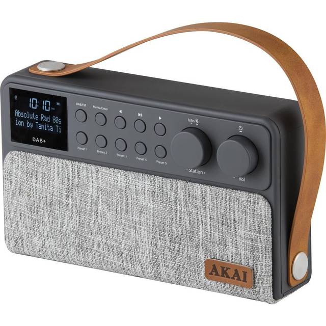 Akai A61028 Sonisk Bluetooth Rechargeable DAB FM Radio Grey