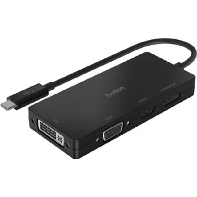 Belkin multiport USB-C adapter AVC003btBK (USB-C videoadapter med VGA, DVI, 4K HDMI, 4K DisplayPort) Anslut din laptop med USB-C till valfri bildskärm