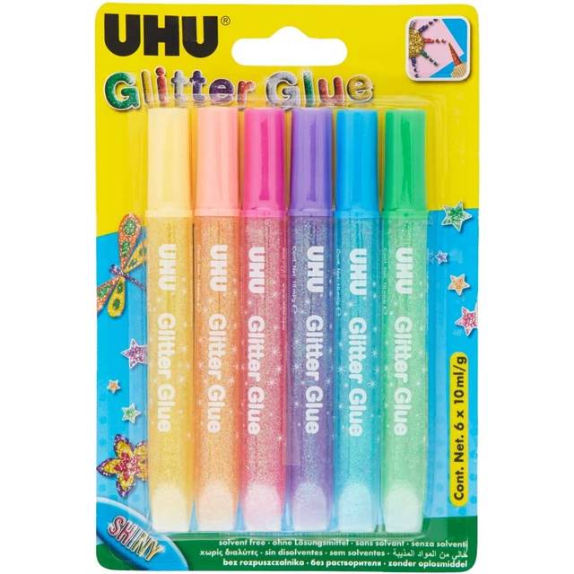 Glitzerkleber Pastell UHU, 6 Stück ohne Lösungsmittel, auswaschbar