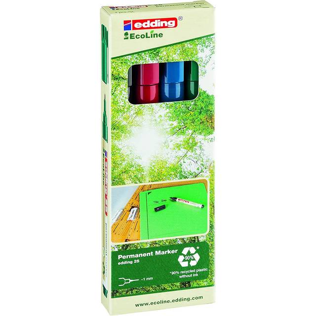 Edding 25 EcoLine 4-25-4 Permanent bläckpenna Svart, Röd, Blå, Grön vattensäker: Ja