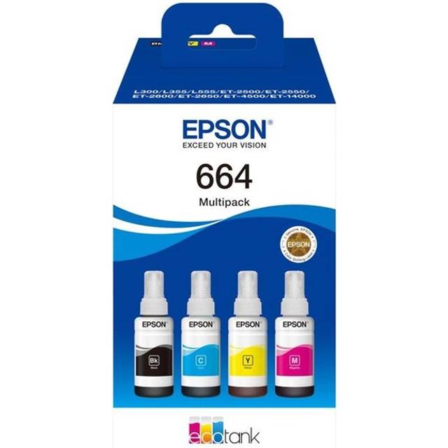 Epson EcoTank 664 - 4-pack - svart, magenta, cyan, gul - original - bläcktank - för Epson L380, L395, L495, EcoTank ET-2650, L1455, L656, EcoTank ITS L3050, L3060, L3070