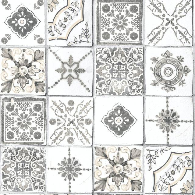 Galerie Kitchen Style 3 Tile Grey Wallpaper CK36620, Silver