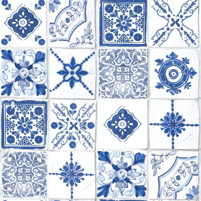 Galerie Kitchen Style 3 Tile Blue Wallpaper CK36621, Blue