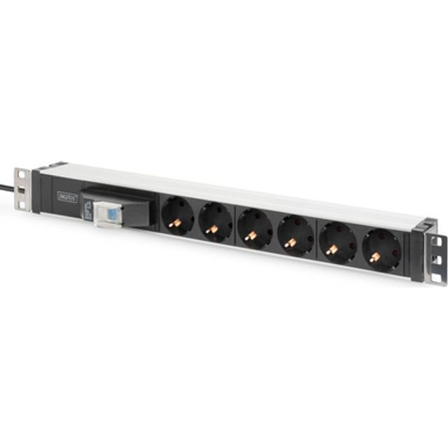 DIGITUS 1U Aluminum PDU, rackmountable 6x safety outlet,16A, 4000W, 250VAC 50/60Hz,
