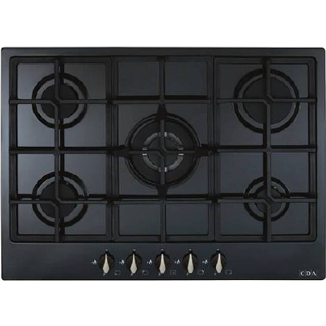 CDA HG7251BL CDA Five burner gas hob, Cast iron pan supports , Wok burner