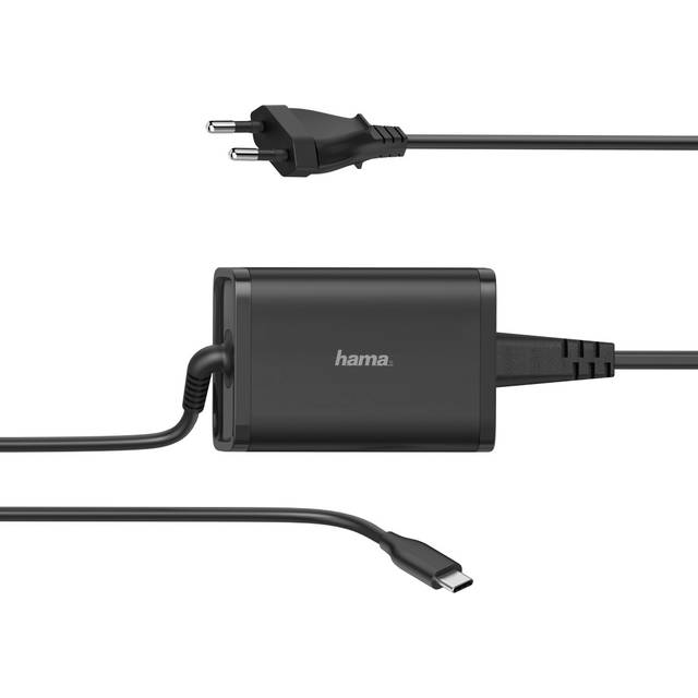 Hama USB C Notebook nätdel universal bärbar dator strömförsörjning 5 V, 9 V, 12 V, 15 V, 19 V volt (laptop strömförsörjning bärbar dator, surfplatta, smartphone, ersättning strömförsörjning 65 W,