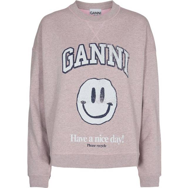 Ganni, Sweatshirts, female, Purple, 2XS/XS, Smiley Print Sweatshirt Set