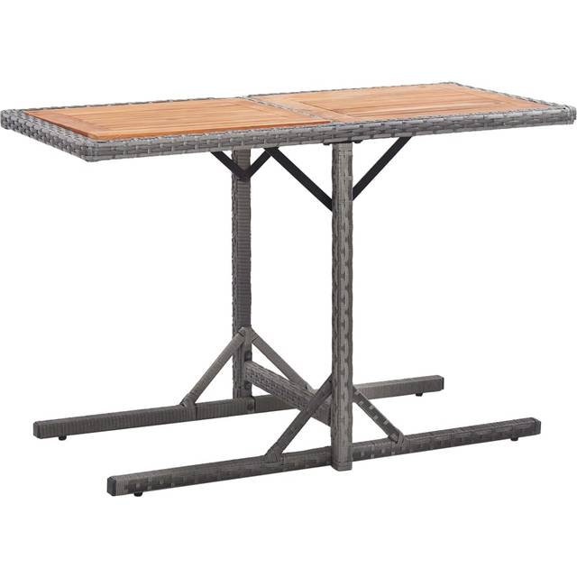 vidaXL Garden Table Anthracite 110x53x72 cm Glass and Poly Rattan