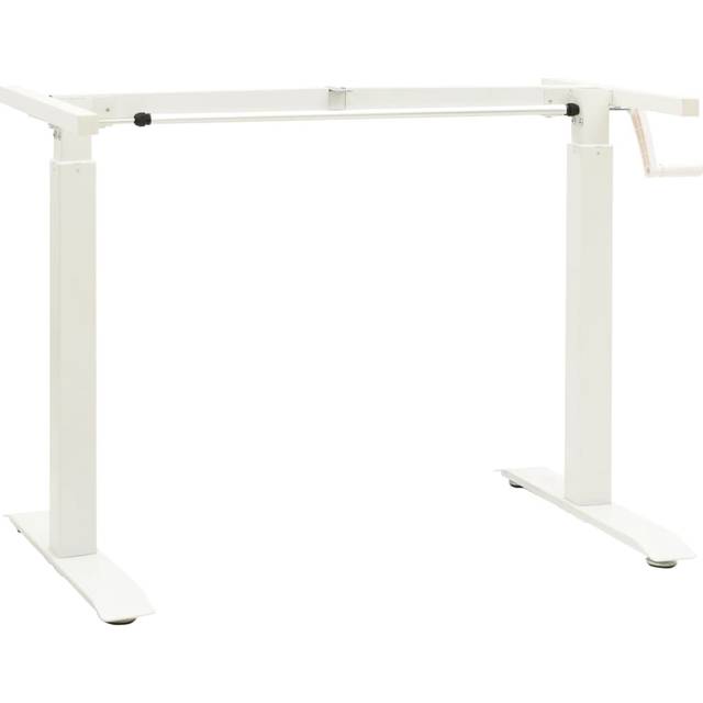 vidaXL Manual Height Adjustable Standing Desk Frame Hand Crank White