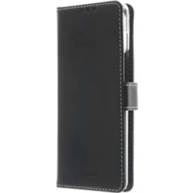 Insmat Flip Case - Vikbart fodral för mobiltelefon - genuint läder, polyuretan, polykarbonat - svart - för Samsung Galaxy A41