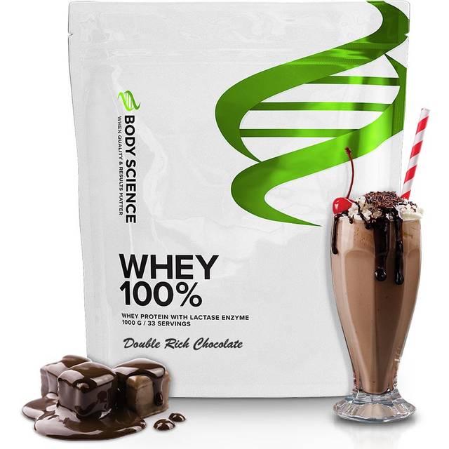 Proteinpulver Whey 100% - 1 kg - Double Rich Chocolate - Body Science - Vassleprotein, Protein