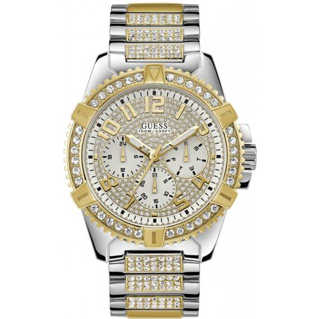 Guess Ladies' Crystal Dial Black Silicone Strap Watch