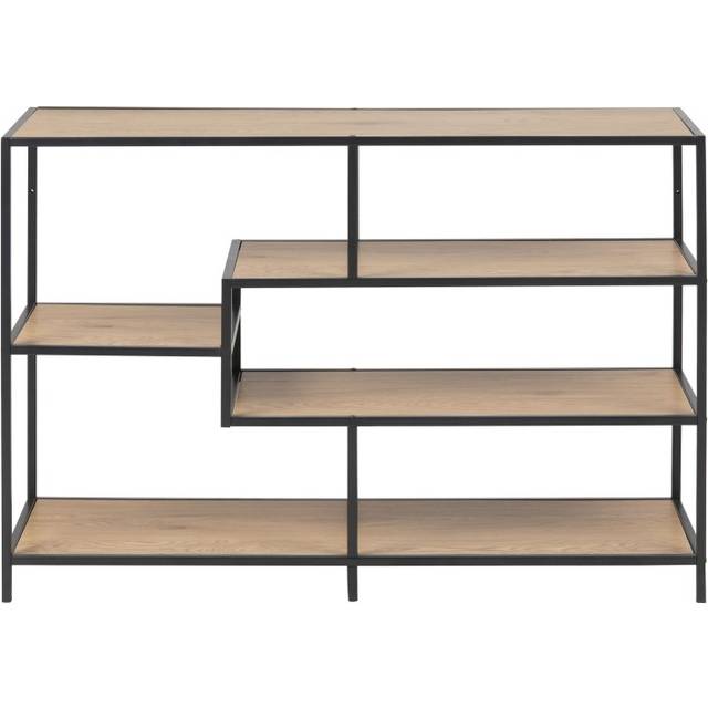 Florence Seaford 4 Shelf Sonoma Oak and Black Metal Bookcase - Furniture To Go