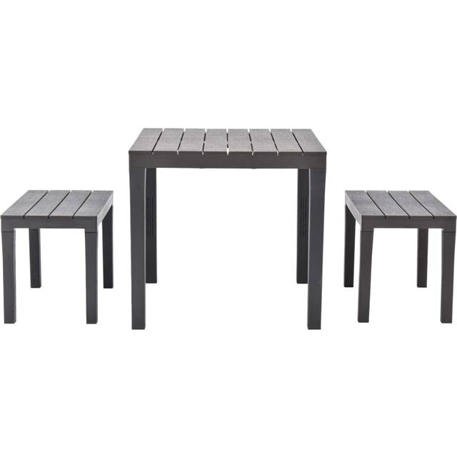 vidaXL Garden Table with 2 Benches Plastic White