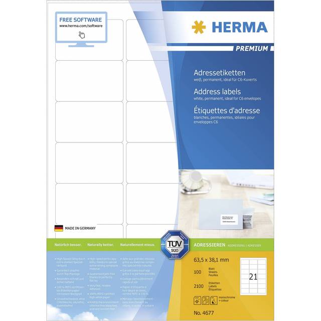 Etikett HERMA Premium A4 63,5x38,1 (100)