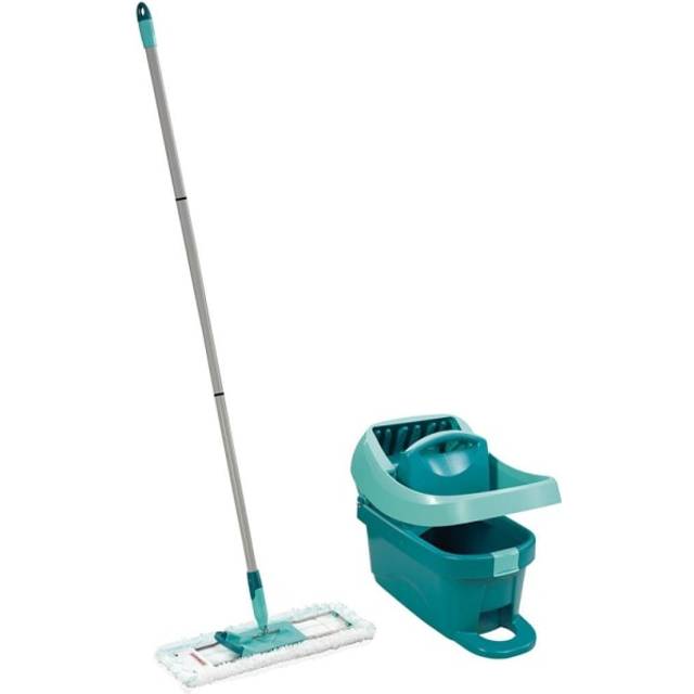 Leifheit Pressa Profi XL Set lavapavimenti, Mop lavapavimenti con strizzatore incorporato, Mop set con rotazione scopa a 360° e secchio con rotelle