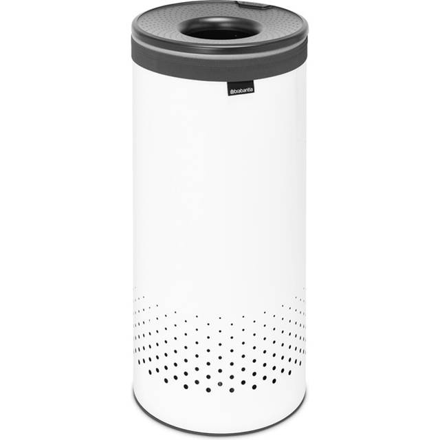 Brabantia 35L Laundry Bin With Black Plastic Lid - White, White