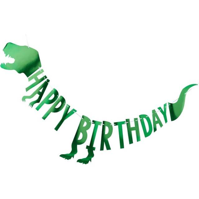 Green Dinosaur Happy Birthday Boys Kids Party Bunting 2 Meters Roarsome